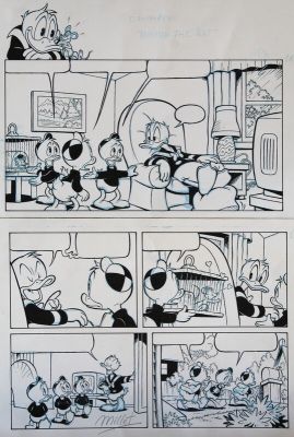 José Maria Millet Lopez (Encrage), Walt Disney (Concept), Carl Barks (Concept) | José Maria Millet Lopez - Millet, Donald Duck, Norman The Rat, planche nº1 de titre, 2012. | 2DGalleries