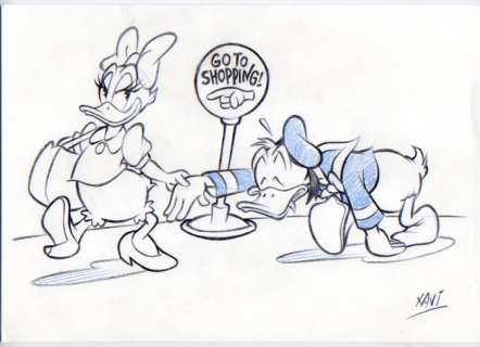 Xavi  (Xavier Vives Mateu) - Original drawing - Daisy goes to shopping - EO - (2017) | Catawiki
