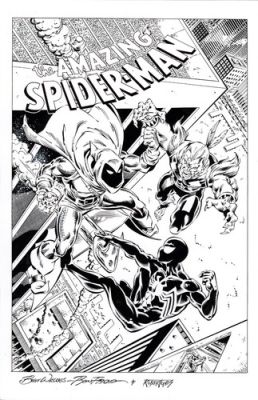 Ron Frenz Amazing Spiderman, Hobgoblin, Puma orignal art Plus print of pencils