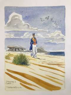 Ferrandez, Jacques - Dessin original en couleur - Hommage Ã  Corto Maltese | Catawiki