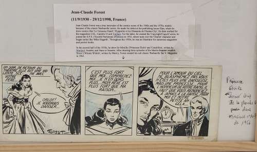 Jean-Claude Forest (1930-1998), Princesse Étoile, Strip Original Dernier de La Planche 6 Parue Dans L’hebdomadaire "Mireille" N° 107 En 1956, Encre de Chine Et Crayon Bleu Sur Carton Fort, Dim. 12 X 32,5 Cm. |  | misc / divers