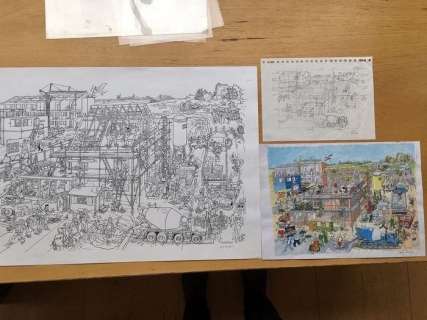 Franka - Origineel, Schets en Inkleuring Nationale Nederlanden Risicoverzekering Bouwwereld | Catawiki