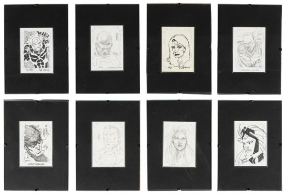 [Original Comic Art] Skybox SKETCHAGRAPH Sketch Cards * Various Artists * Lot of 30 Framed Cards | PBA Galleries