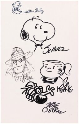 CHARLES SCHULZ, WILL EISNER, WALTER LANTZ, BILL KEANE & MIKE PETERS ORIGINAL ART JAM. | Hake’s