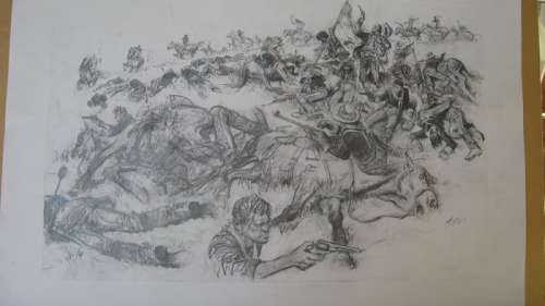 Follet, René - Crayonné original - Little Big Horn | Catawiki