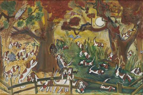 LUDWIG BEMELMANS. (DOGS) "So hounds won’t know which way he went." | Swann Galleries
