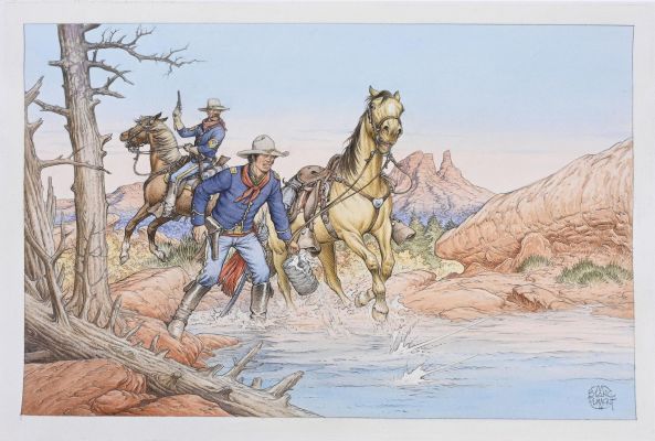 Blanc-Dumont, Michel... | Lot 128 - BLANC-DUMONT, Michel (né en 1948) La jeunesse de Blueberry, illustration... | Coutau Bégarie