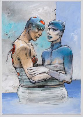 Bilal Illustration... - Lot 50 - Bilal Illustration à l‘acrylique et au crayon gras...