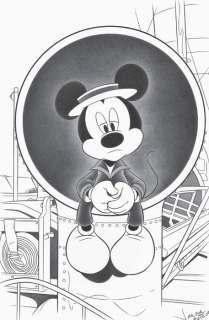 Sad Mickey on a Boat - Original Drawing - Jaume Esteve - Art de crayon | Catawiki