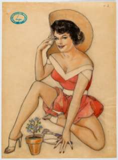 Alberto Vargas - Woman with Plant Illustration Original Art (undated). Alberto Vargas is legendary for his - | Heritage