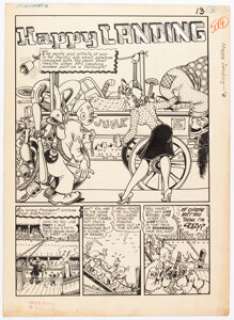 Joe Beck And Otto Eppers | Punch Comics #16 Complete 5-Page Story Happy Landing Original Art (Chesler/Dynamic, 1946)... (Total: 5 Original Art) | Heritage