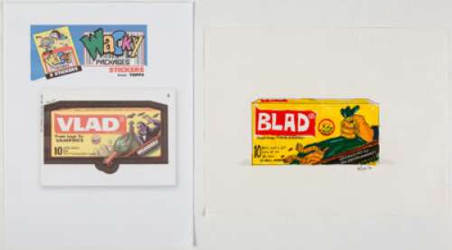 Russ Reiley | Wacky Packages 1991 Series #9 "Vlad Trash Bags for Vampires" Trading Card Concept/Preliminary Art (Top... | Heritage