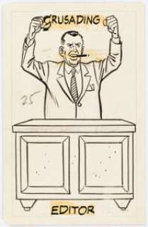 Wood, Wally - Wally Wood Comic Book Foldees Card #25 Perry White Illustration Original Art (Topps, 1966)....