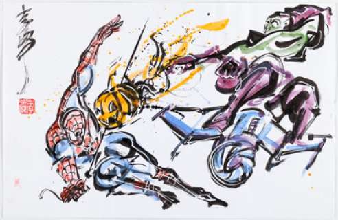 Lee, Andy - Andy Lee - Spider-Man vs. Green Goblin Illustration Original Art (undated)....