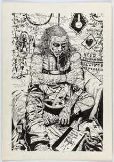 Bradstreet, Tim - Tim Bradstreet Wetworks #10 Night Tribe Pin-Up Illustration Original Art (Image, 1995)....