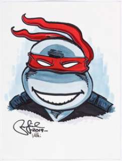 Laird, Peter - Peter Laird and Steve Lavigne - Raphael Sketch Illustration Original Art (2019)....