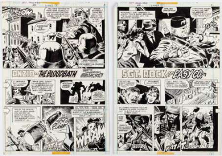 Joe Kubert And Al Milgrom | Sgt. Rock #303 Double Page Spread 2-3 Original Art (DC, 1977). (Total: 2 Original Art) | Heritage