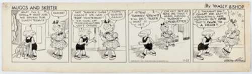 Wally Bishop Muggs and Skeeter Daily Comic Strip Original Art dated 11-27-37 (Central Press Association, 1936).