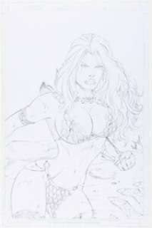 Mariah Benes - Red Sonja Pin-Up Illustration Original Art (c. 2010s).
