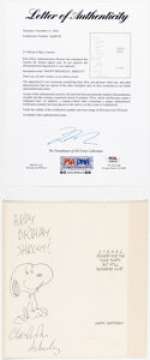 Charles Schulz - Signed Snoopy Sketch on Greeting Card Original Art (c. 1965). (Total: 2 Items) | Heritage