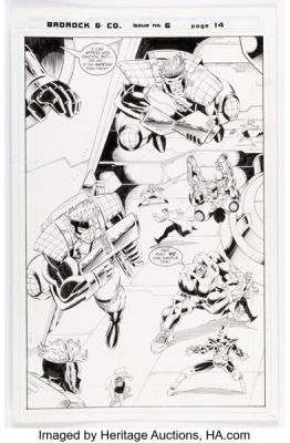 Todd Nauck and Steve Montana Badrock & Company #6 ShadowHawk Splash Page 14 Original Art (Image, 1995).