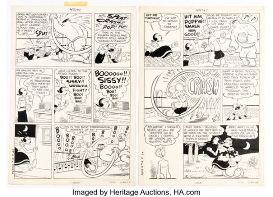 Bud Sagendorf Popeye #10 Story Pages 7-8 Original Art (Dell, 1949). (Total: 4 Items) | Heritage