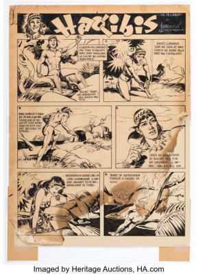 Francisco V. Coching Liwayway Magasin "Hagibis"Chapter 13 Story Page 1 Original Art (Liwayway, 1949).