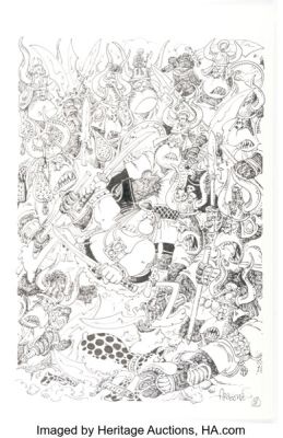 Sergio Aragonés - Groo and Rufferto Versus Gorilla Army Specialty Illustration Original Art (2007).
