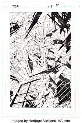 Chris Batista and Mark Farmer JLA #119 Splash Page 10 Original Art (DC, 2005).