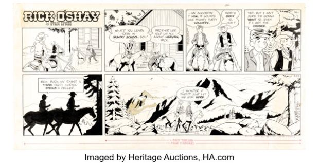Stan Lynde Rick O‘Shay Sunday Comic Strip Original Art dated 6-19-66 (Chicago Tribune, 1966).