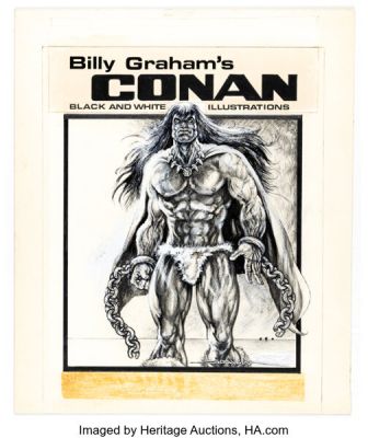 Billy Graham Conan: The Thing in the Crypt Portfolio Cover Illustration Original Art (Sal Quartuccio, 1985). | Heritage