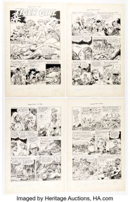 Maurice Whitman (attributed) Jungle Comics #162 Tiger Girl Story Pages 1-4 Original Art (Fiction House, 1954). (Total: 4 Original Art)