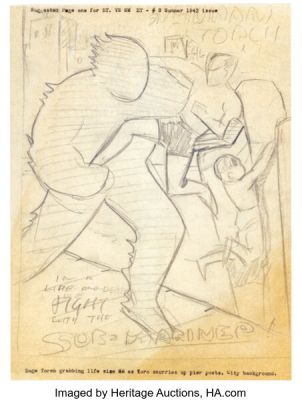 Marvel Artist The Human Torch #8 Unused Preliminary Splash Page Original Art (Marvel/Timely, 1942). | Heritage