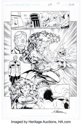 Scott Hanna [Claude St. Aubin printed blue lines] R.E.B.E.L.S. #27 Blackfire and Starro Story Page 15 Original Art (DC, 2011).