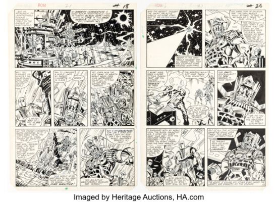 Sal Buscema and Joe Sinnott Rom #27 Story Pages 14 and 20 Original Art (Marvel, 1982). (Total: 2 Movie Posters) | Heritage