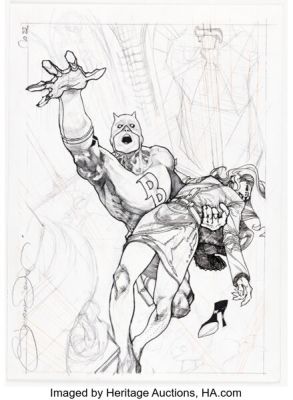 Simone Bianchi 2023 Marvel Flair #FT-56 Daredevil Trading Card Painting Preliminary Original Art (Upper Deck/Marvel, 2023). | Heritage