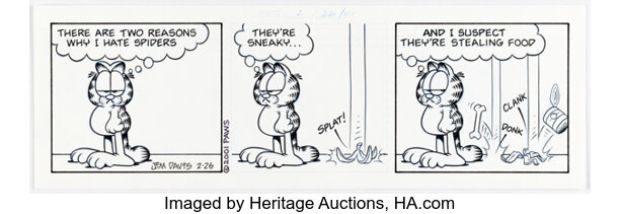 Jim Davis Garfield Daily Comic Strip Original Art dated 2-26-01 (PAWS, 2001). | Heritage