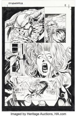 Mike Deodato Jr. and Alp Altiner Lady Death vs. Vampirella II Story Page 8 Original Art (Chaos!, 2000). | Heritage
