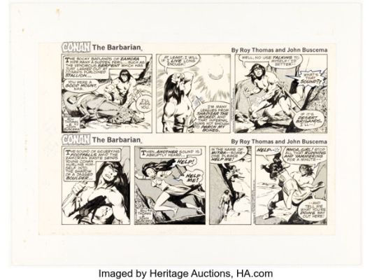 John Buscema Conan the Barbarian Consecutive Daily Comic Strips Original Art (Register and Tribune, 1978). | Heritage