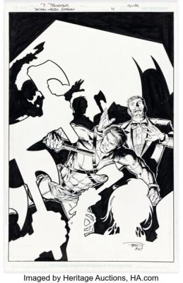 Paul Pelletier and Tony Kordos Batman and Robin Eternal #4 Cover Original Art (DC, 2015).
