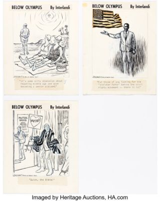 Frank Interlandi Below Olympus Daily Single Panel Gag Comic Strip Original Art (Los Angeles Times, 1964). (Total: 3 Original Art) | Heritage