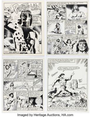 Ken Landgraf "Peyote Man" Complete 4-Page Story Original Art (c. 1980s). (Total: 4 Original Art)
