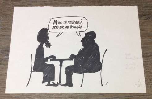 Cabu  - Dessin original - Merci de m’aider Ã  arriver au pouvoir... - (1995) | Catawiki