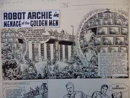 Kearon, Edward - Originele pagina (p.1828) - Archie, de man van Staal - Menace of the Golden men - (1966) | Catawiki