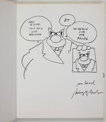 * Geluck - Dédicace... | Lot 560 - * Geluck - Dédicace : Le retour du chat (EO) agrémenté... | Tessier Sarrou