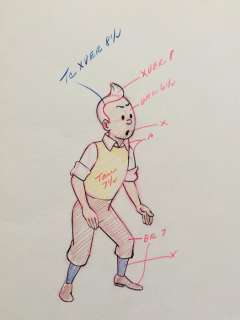 Tintin - Croquis préparatoire pour film d animation - Tintin - On a marché sur la lune - (années 60) - Original Animation Drawing | Catawiki