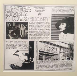 Attilio Micheluzzi - tavola originale "Omaggio a Humphrey Bogart" x Glamour - Loose page | Catawiki