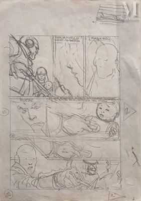 Gimenez, Juan (1943-2020) | Lot 46 : Les Metabarons #1, croquis préliminaire de la page 12 (Les… | Millon