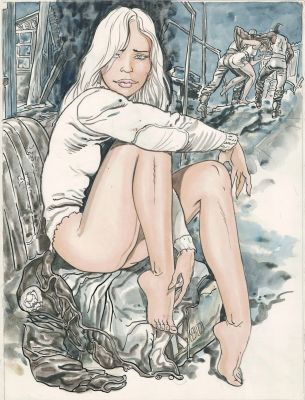 Malik = Pin-Up, Dessin Original À L’encre de Chine Et À L’aquarelle. Dimensions : 27,5 Cm X 37Cm. | Malik = Pin-up, dessin original à l’encre de chine et à… | Septimus