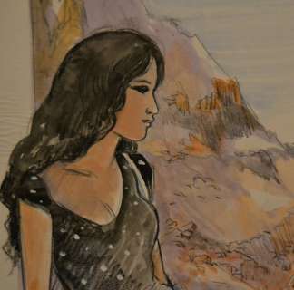 Ella Mahé T4 - Crayonné original et aquarelle - projet de couverture - Loose page - (2012) | Catawiki